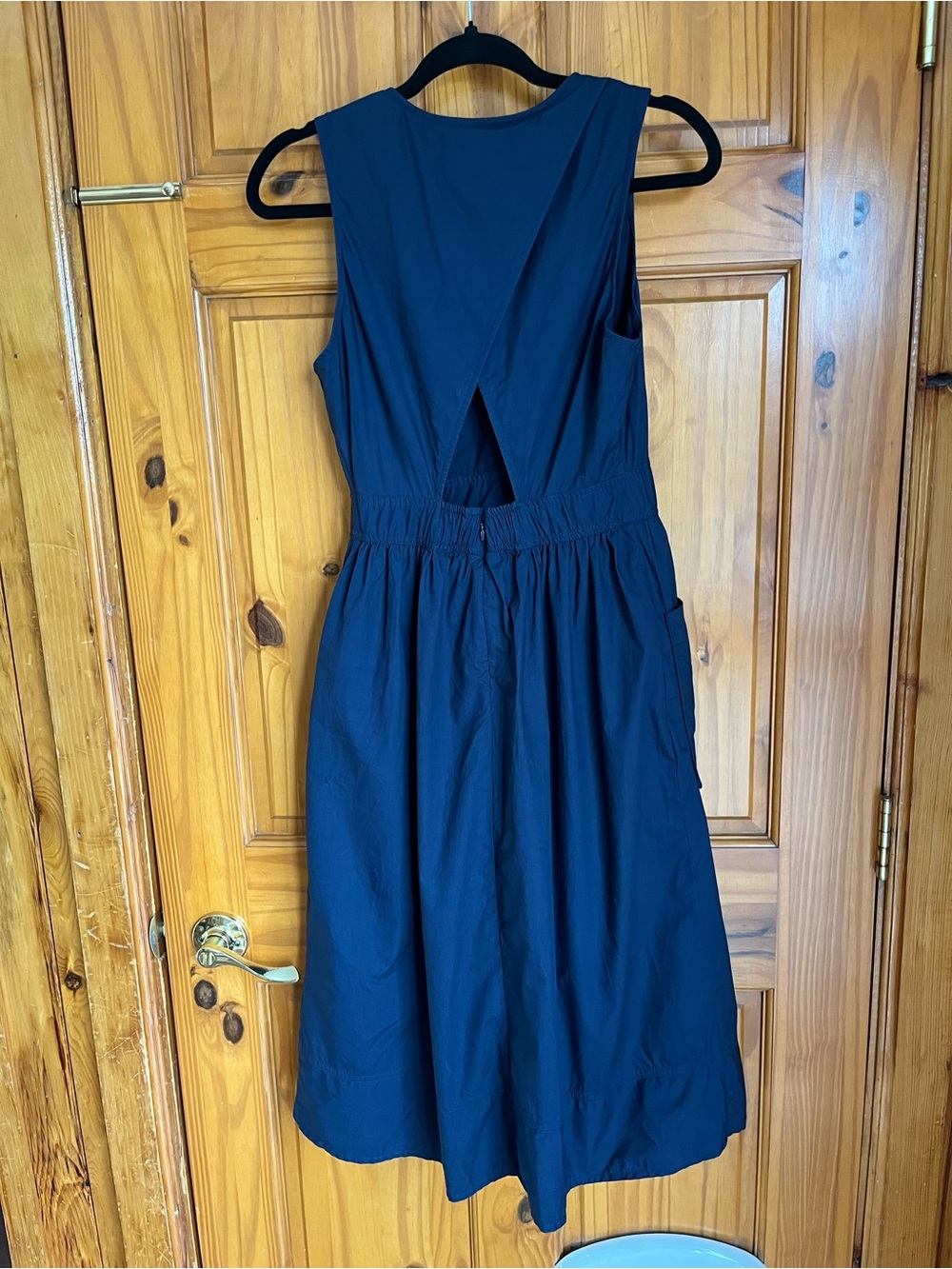 J. Crew Navy Sleeveless A-Line Midi Dress with Pockets - Picture 2 of 8